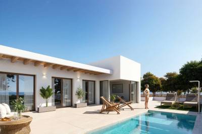 Moderne nieuwbouwvilla in het Spaanse dorp Dolores met priv&eacute; zwembad en reeds aangelegde mediterrane tuin