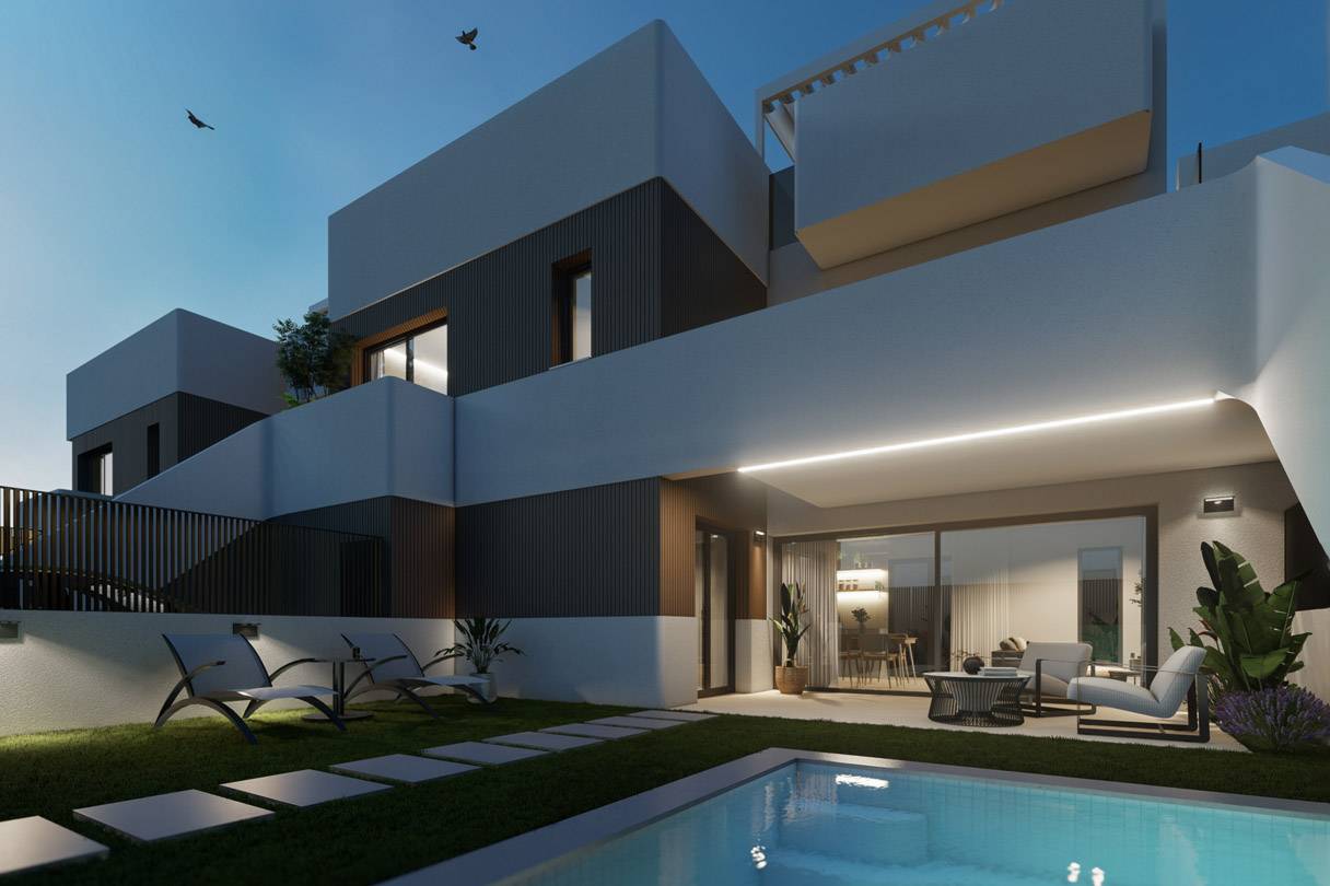 Moderne bungalowwoningen met priv&eacute;zwembad op wandelafstand van het strand in de badplaats San Pedro del Pinatar